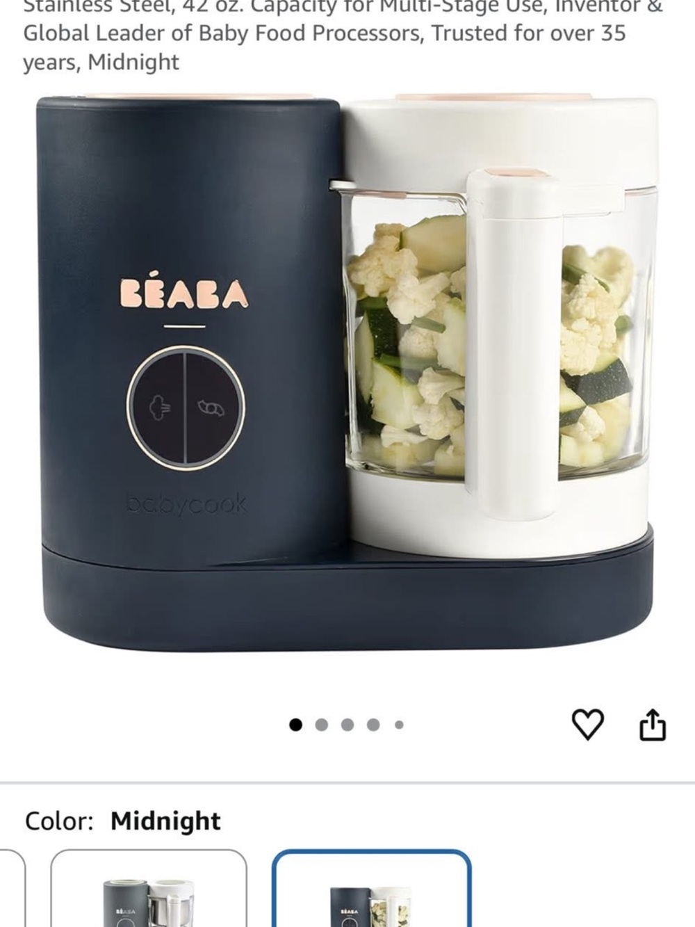 BÉABA Babycook Food Processor – Midnight Navy & White